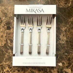 NIB Mikasa Italian Countryside Appetizer Forks Set of 4